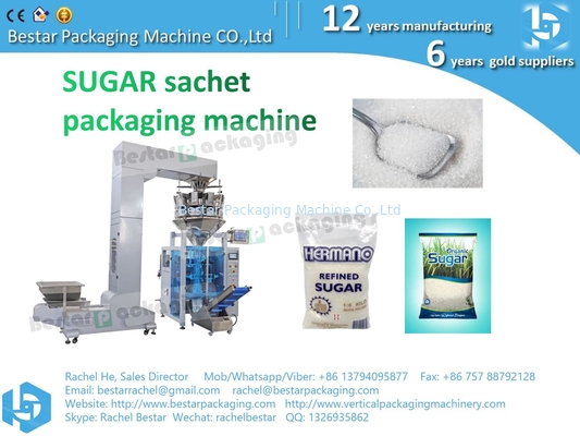 How to pack white sugar sachet Bestar weighing and packaging machine